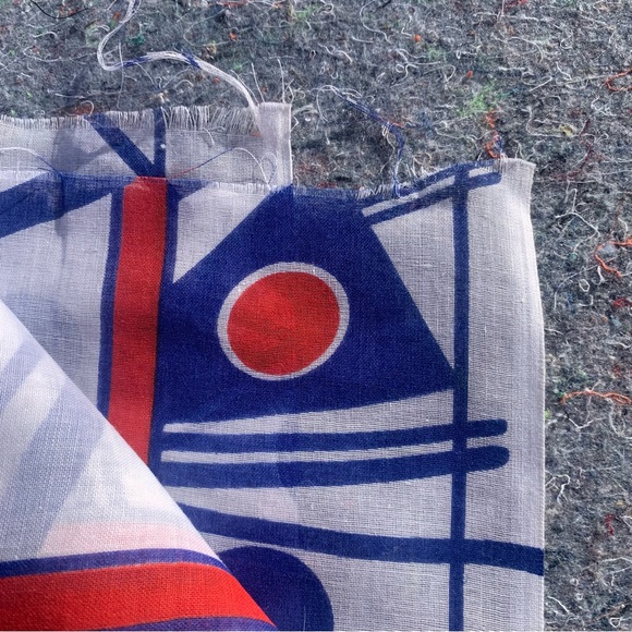 Very cool vintage mid century cotton organza abstract surrealist fabric sewing - Picture 3 of 8